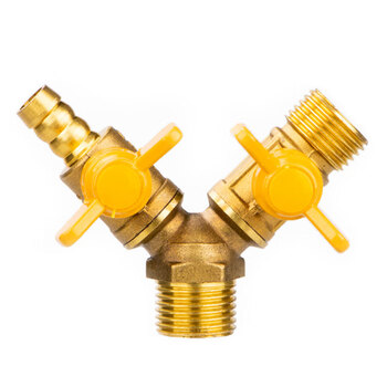 冰禹 BY-7058 加厚黄铜双叉燃气阀 4分三通羊角阀 内外丝Y型燃气阀球阀 2外1咀三通阀