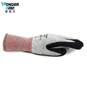多给力（WonderGrip）WG-777CF防滑耐磨防油防水透气丁晴浸胶手套五级防割 M码 12双