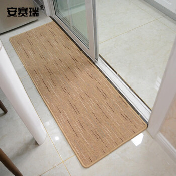 安赛瑞 厨房地垫 洗手间浴室防滑垫 50×180cm 长条地毯脚垫门垫 吸水脚垫 条纹驼色700634
