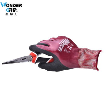 多给力（Wonder Grip） WG-718防油防切割作业手套 金属玻璃加工劳保手套 酒红色 L 1双