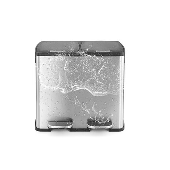 庄太太 MR2-砂钢色40L 商用脚踏式不锈钢分类垃圾桶环保大号室内干湿分离