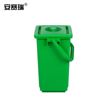 安赛瑞 塑料分类水桶 带盖手提垃圾桶 10L干湿分离厨余垃圾分类过滤餐厨方桶 绿色 710045