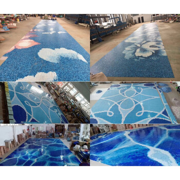 IGIFTFIRE游泳池蓝色马赛克瓷砖水晶玻璃室外拼图海豚图案定制10箱起发