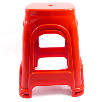 海斯迪克 HKCL-402 塑料凳子 加厚椅子高板凳 经典红色成人简约可叠加方凳 1张