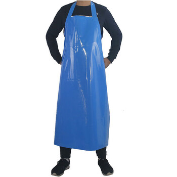 鸣固 TPU环保围裙 防污防油耐寒不发硬无异味食品围裙 大巾饭单围腰 白色厚 蓝色 均码
