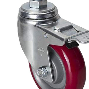 安赛瑞 丝杆刹车脚轮 4英寸中型TPU低噪音轮 承重150KG滑轮滚轮 易得力定制 16229