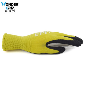 多给力（WonderGrip）薄款灵巧耐磨防滑丁腈浸胶手套 WG500G 黄色8#/M 6双定做