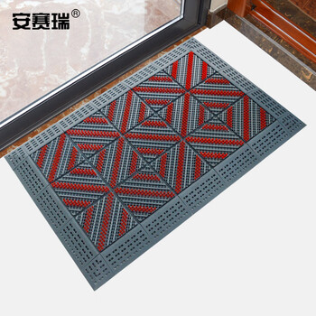 安赛瑞 室外镂空除尘地垫 EVA拼接除尘地垫 拼接式刮泥防滑脚垫 三刷红刷灰底 75×150×2.5cm 23397