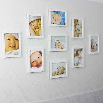 孩子生日照片墙 九宫格7寸照片墙影楼 简约现代9个七寸组合儿童宝宝