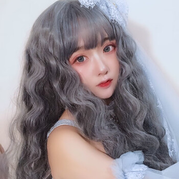 假发女长卷发玉米烫全头套泡面卷网红学生长发雾霾蓝橘色脏橘色