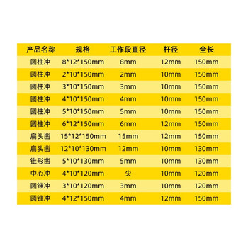 勒塔（LETA）圆柱冲子中心冲样冲 尖冲 钳工钻孔中心定位冲子合金凿子冲头套装(12PC)塑盒LT234