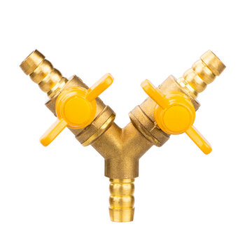 冰禹 BY-7058 加厚黄铜双叉燃气阀 4分三通羊角阀 内外丝Y型燃气阀球阀 2咀1外三通阀