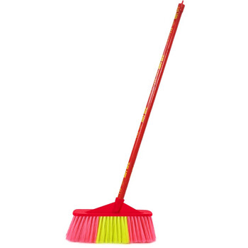 中典 SB-0318 环卫物业学校扫把笤帚 单个木柄塑料丝扫把 红斜杆小号硬毛宽头10个装
