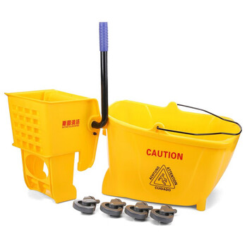 斯图手动下压式榨水车拖把桶保洁清洁车拧水桶挤水桶拖地桶墩布压水车 24L榨水车