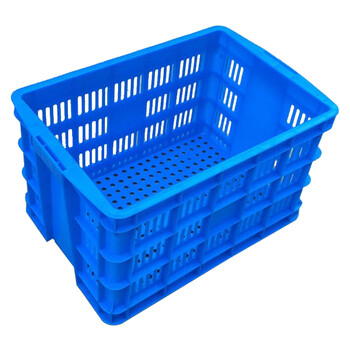 海斯迪克 HKCC03 塑料筐收纳快递筐680(长条孔)周转箱篮子3#蓝外尺寸675*485*400