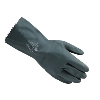 代尔塔（Deltaplus）201530 VE530 氯丁防化橡胶乳胶手套 耐腐蚀酸碱油脂耐热 黑色 定做 9.5码 12副