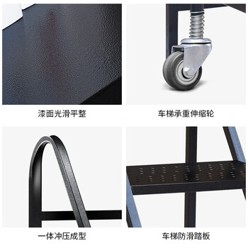 华盼图书馆书梯仓库货架登高梯超市货架取货梯子商业步梯 二步书梯灰色