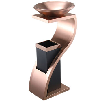 兰诗（LAUTEE）WY6020 酒店大堂立式烟灰缸不锈钢垃圾桶带灭烟盆 S型不锈钢配黑白根盆