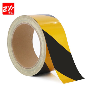 者也（ZYE）斜纹反光膜警示胶带 反光胶带警示贴条地贴纸防水标志交通安全标识贴 5CM宽*45.7M长【黑黄斜纹】