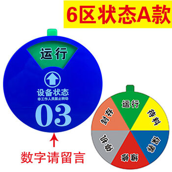 旷尔 机器设备状态标识牌 新编码号码磁吸式 数字标牌旋转亚克力运行管理制定【6区A款 20×20cm】