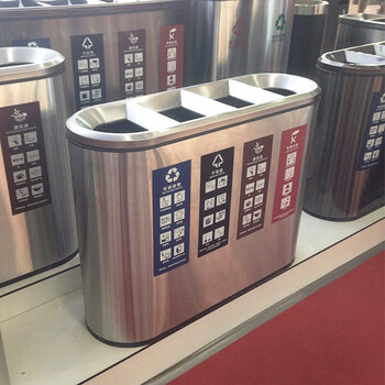 迪恩斯（DEANS）不锈钢垃圾桶室内分类垃圾桶大号商用四分类果皮箱商场公共场合高档垃圾箱 218E4