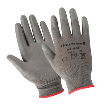 Honeywell霍尼韦尔 2100250CN 掌部PU涂层灰色工作手套 3级耐磨1级防割手套 XS码 定做 10副/包
