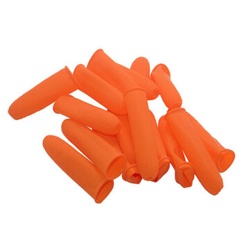者也 橙色防滑手指套劳保工业乳胶手套耐磨加厚乳胶指套印刷银行会计数钱点钞护指橡胶手指套 S/小号 500只
