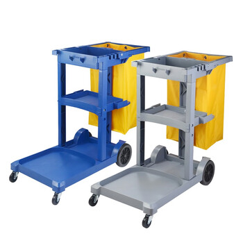 白云清洁（baiyun cleaning）AF08170A 多用途清洁杂物车 物业酒店清洁手推车 灰色带盖