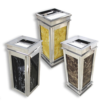 冰禹 BYrl-17 不锈钢垃圾桶 酒店垃圾桶 大堂立式仿大理石垃圾桶 不锈钢黑白