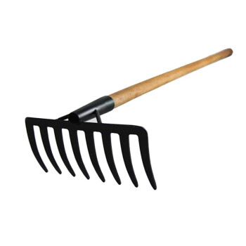 兰诗（LAUTEE）WY4133 农用园林园艺工具户外除草耙落叶耙松土耙 十一齿耙头+1.2米长木柄