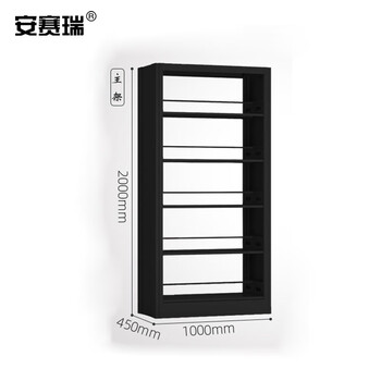 安赛瑞 钢制储物柜 存储展示架 钢制单面双面存储架 双面5层主架 黑色 700278