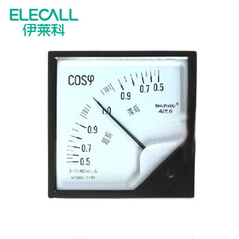 伊莱科(ELECALL)三相交流指针式功率因数表 120*120相位表 42L6 黑色 100V/5A