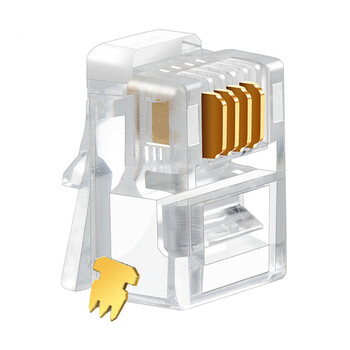 讯浦 6P4C电话水晶头 RJ11接口水晶头 电话线连接插头 15U镀金（100个/袋）