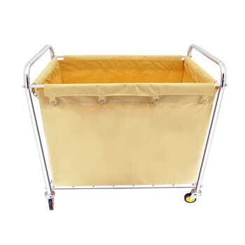 益美得 D-026 酒店宾馆布草车物业清洁工具车手推车衣物收集车 大号不锈钢管（黄色）