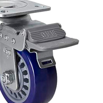 安赛瑞 平顶刹车脚轮 4英寸中型TPU低噪音轮滑轮 承重250KG滚轮 易得力定制 16235