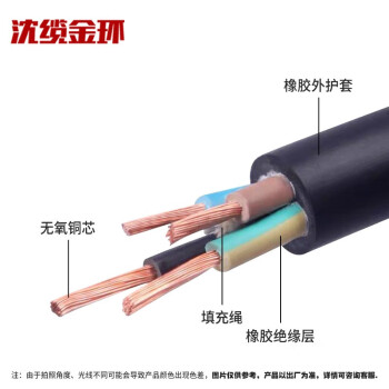 沈缆金环 YZ-450/750V-3*120+1*35mm² 铜芯通用橡套软电缆 1米