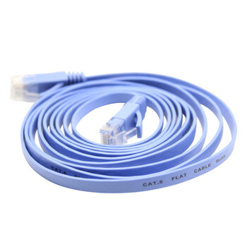 凌科朔(LINKSHIRE)六类扁平网线 CAT6类成品纯铜高速千兆塑料头网络连接线跳线 蓝色 5米