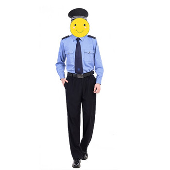 鸣固 保安服 酒店物业小区工作服装 春季柔韧舒适透气职业服 蓝长袖 180/2XL