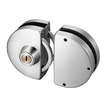 iGear 玻璃门锁 双门双开免开孔304不锈钢对开防盗玻璃门锁JB-022D