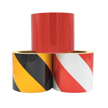 冰禹 BYlj-277 高亮光警示胶带 夜间交通安全警示PET反光膜反光条车贴 白色5cm*23m