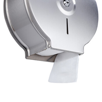 益美得 LSL33313 加厚不锈钢卫生间大卷纸盒纸巾架商用圆形大盘纸盒 带钥匙