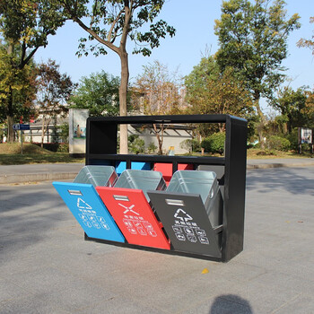 迪恩斯（DEANS）分类垃圾桶大号户外三分类环卫市政垃圾箱金属室外物业小区街道商用果皮箱