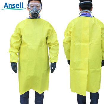 安思尔ANSELL Microgard 3000黄色带袖耐酸碱防化围裙 实验室化学防护 定做 L# 1件
