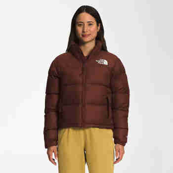 The North Face北面Nuptse 经典款女士防风雨时尚宽松版短款保暖羽绒服700蓬 红色Dark Oak XS