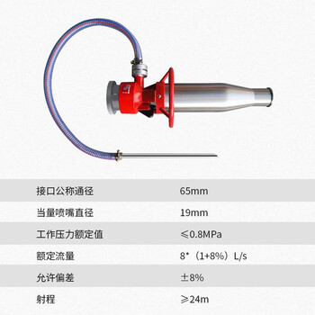 邮花消防泡沫枪QP8高压不锈钢DN65内扣式2.5寸消防水枪
