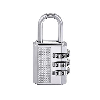 旷尔 密码挂锁 小号3位密码锁挂锁 箱包背包锁抽屉储物柜锁【银色】10把起批