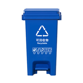 科力邦（Kelibang） 分类垃圾桶 脚踏式15L新国标户外垃圾桶大号办公环卫垃圾桶带盖 KB5142 蓝色 可回收
