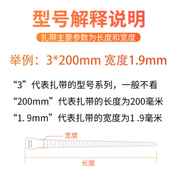 飞尔（FLYER）尼龙扎带 理线带 捆扎带 束线扎线带 白色【国标3.6×300mm 100根】