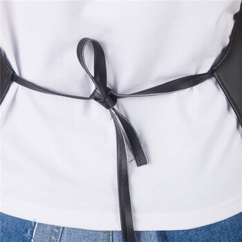 莫恩克 厨房无袖围腰  加厚皮革橡胶防水防油防污围裙 耐油耐磨屠宰场围裙 黑色