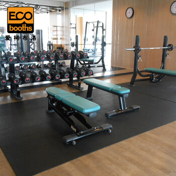 爱柯部落 健身房橡胶垫 跑步机隔音垫减震抗震地胶垫1.25m×1.8m×6mm运动器材抗压地板垫 黑色 可定制110272